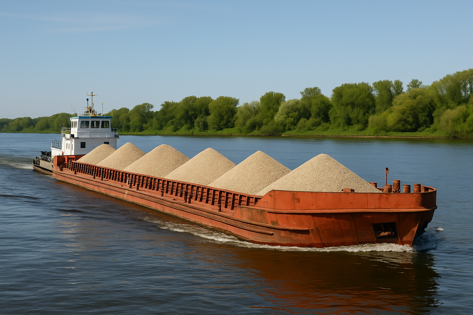 Старт водной навигации 2025: спрос на речные перевозки щебня, песка и цемента растет на фоне дефицита транспорта