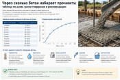 Через сколько бетон набирает прочность: таблица по дням, сроки твердения и рекомендации